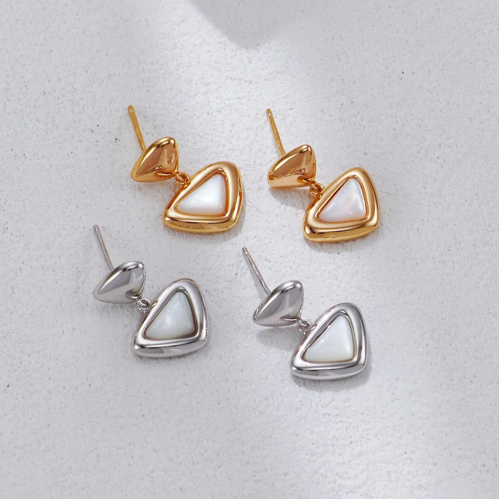 White Shell Triangle Earrings