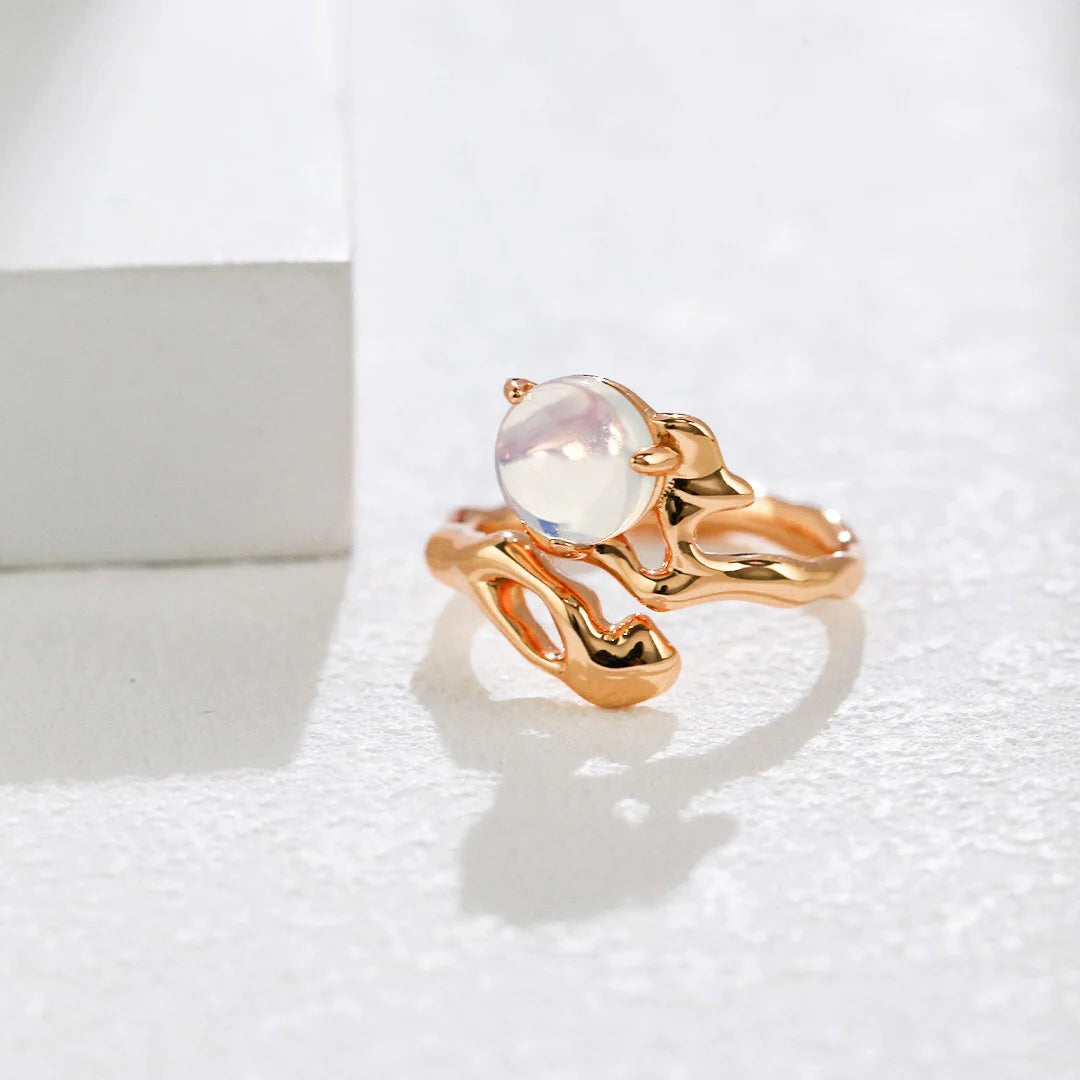 Minimalist Moonlight Opal Ring