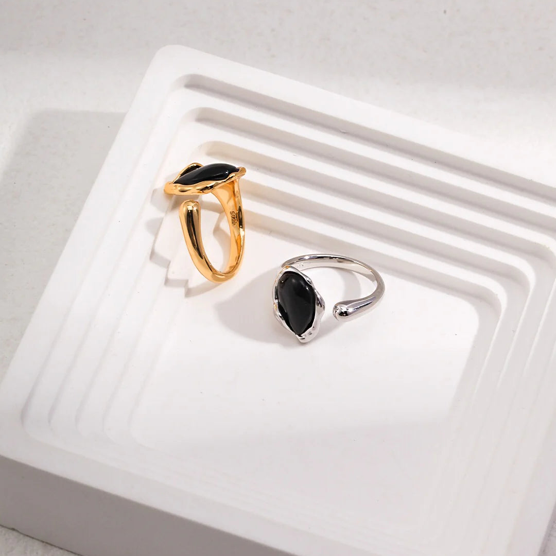Black Agate Open Ring