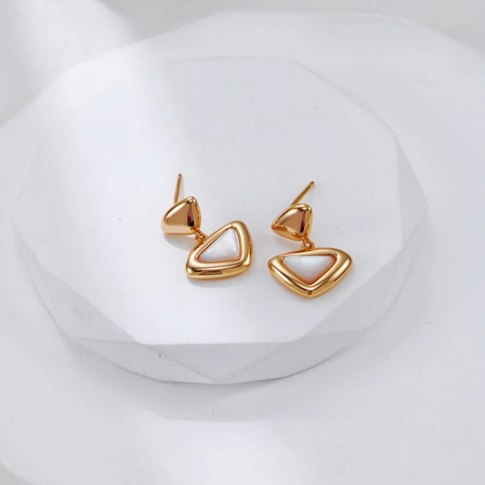 White Shell Triangle Earrings