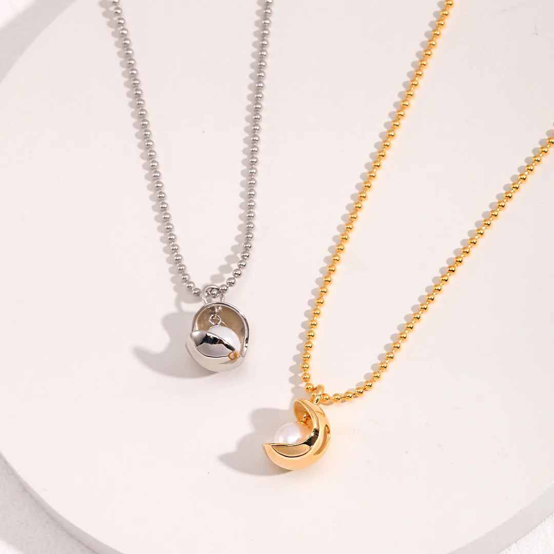 Open Ball Pearl Bead Necklace