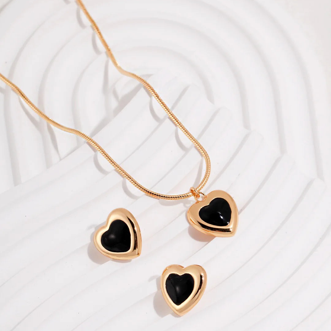 Black Drop Glaze Love Necklace