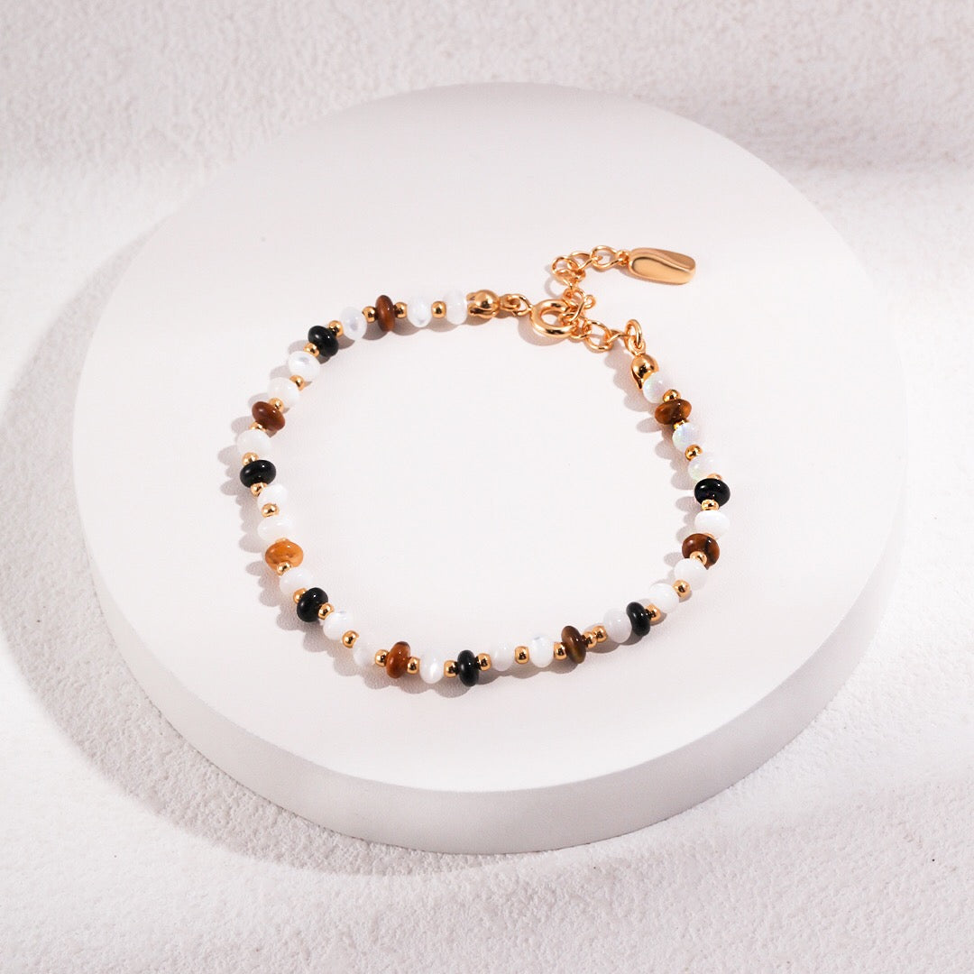 Tiger Eye Stone with Black Onyx Bracelet