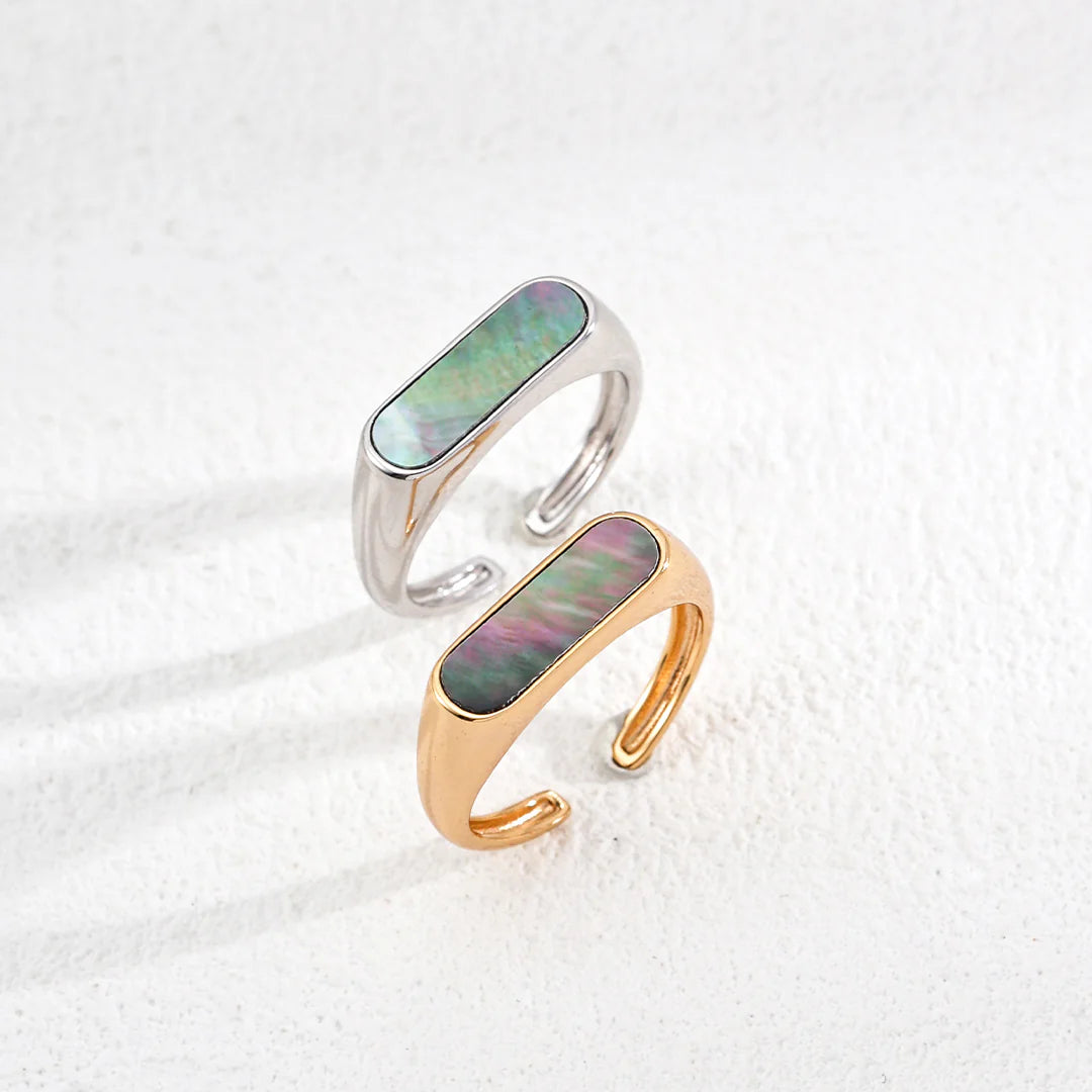 Minimalist Black Shell Open Ring