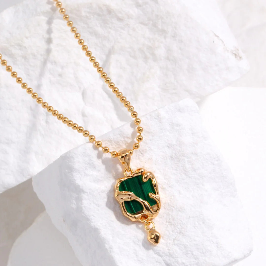 Green Malachite Pendant Necklace