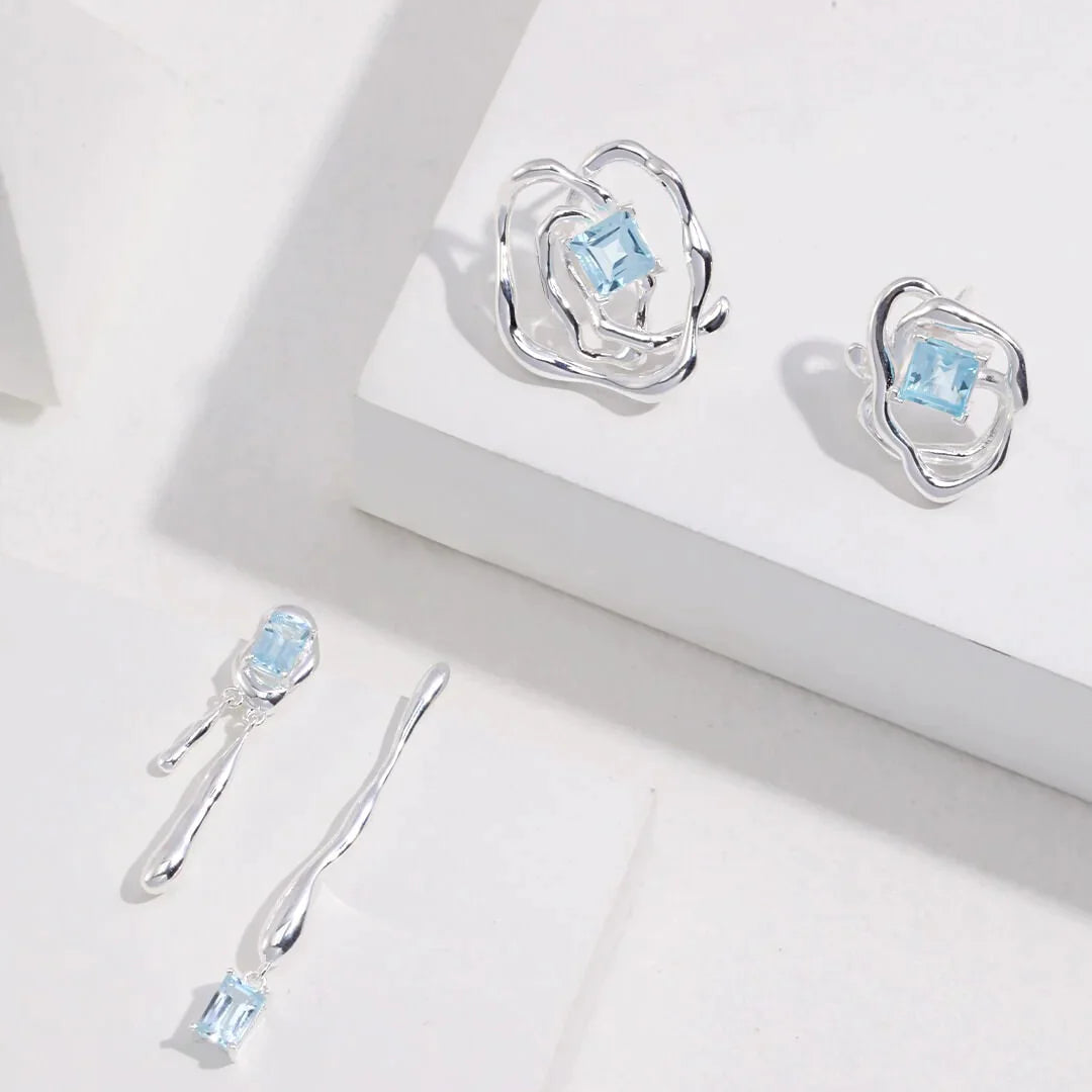 Blue Topaz Statement Earrings