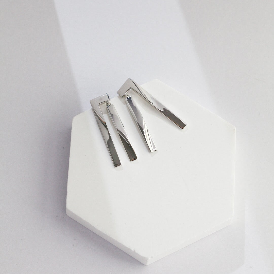 Geometric Sculpture Bar Earrings
