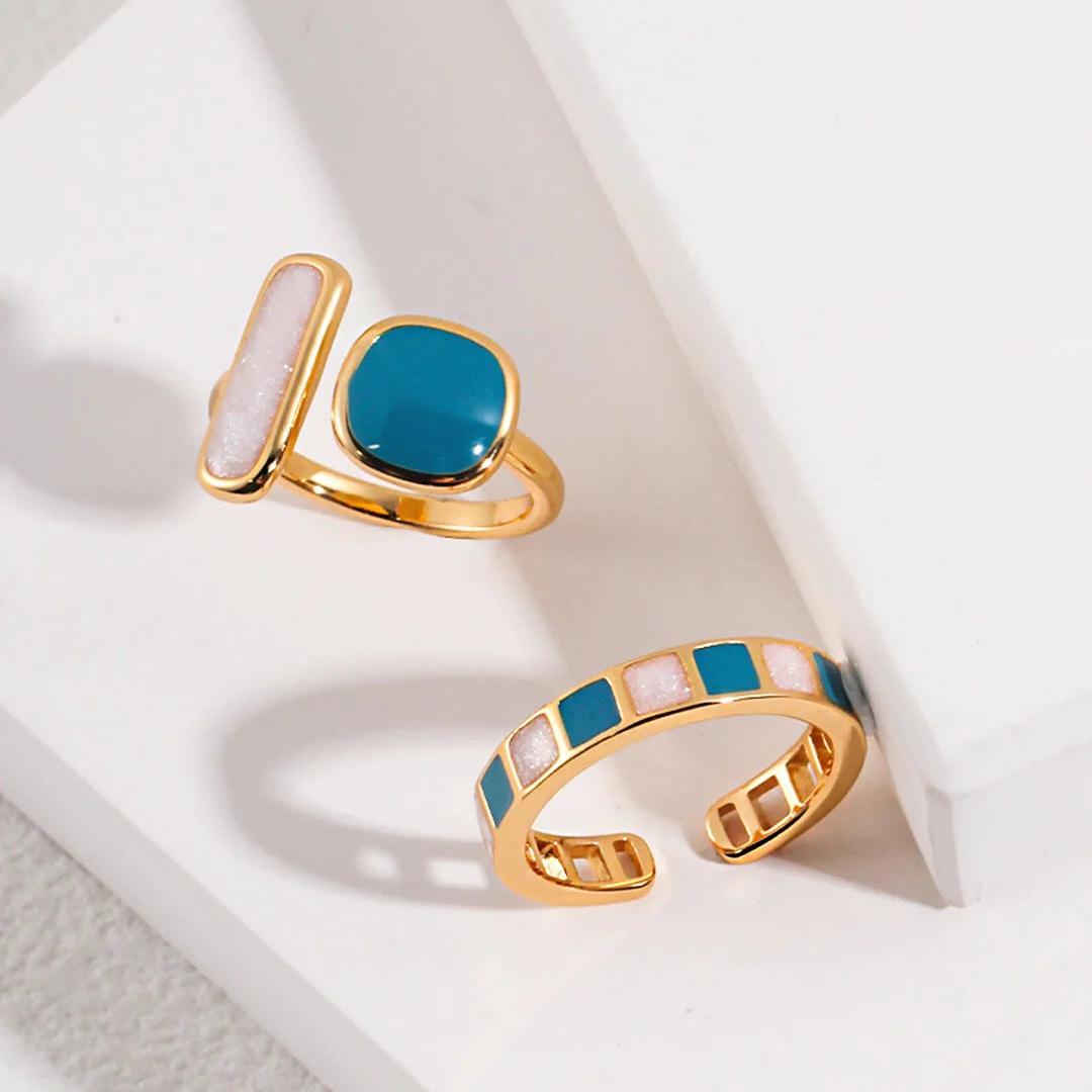 Open Adjustable Square Drip Glaze Ring