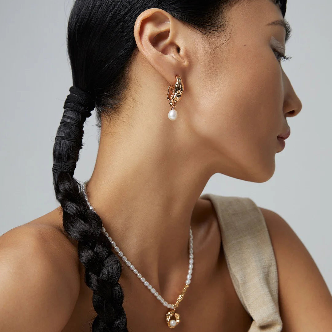 Minimalist Pearl Hoop Earrings