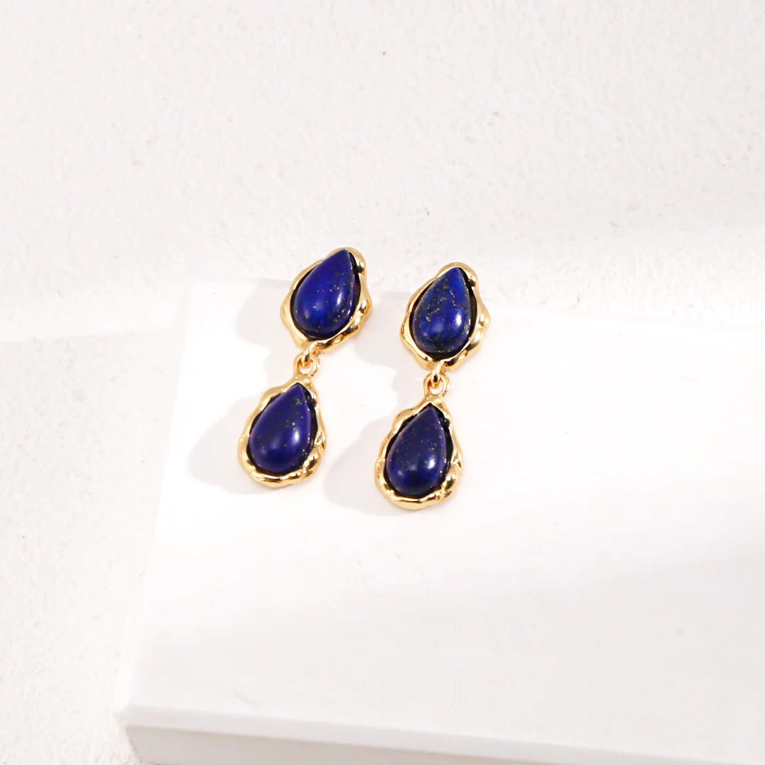 Deep Blue Lapis Drop Earrings