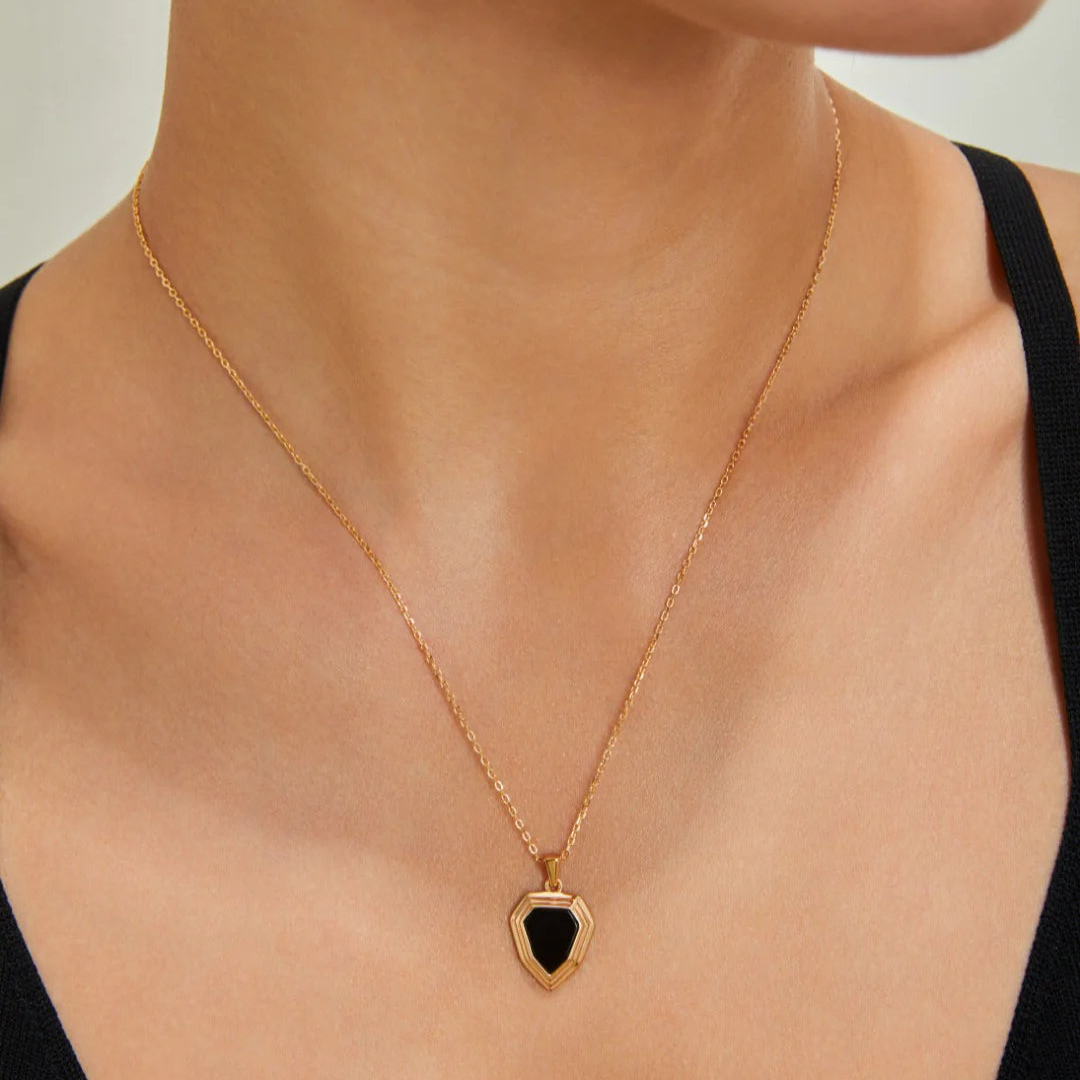 Black Onyx Shield Necklace