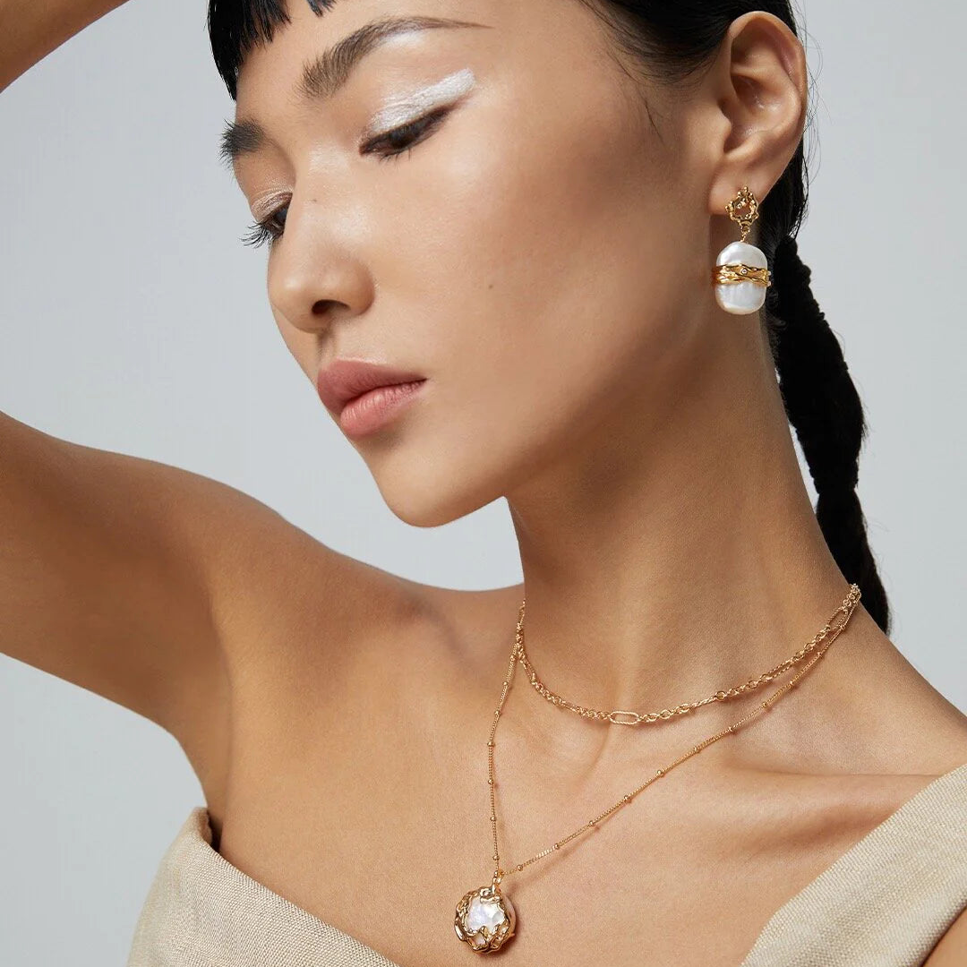 Rectangle Freshwater Pearl Earrings