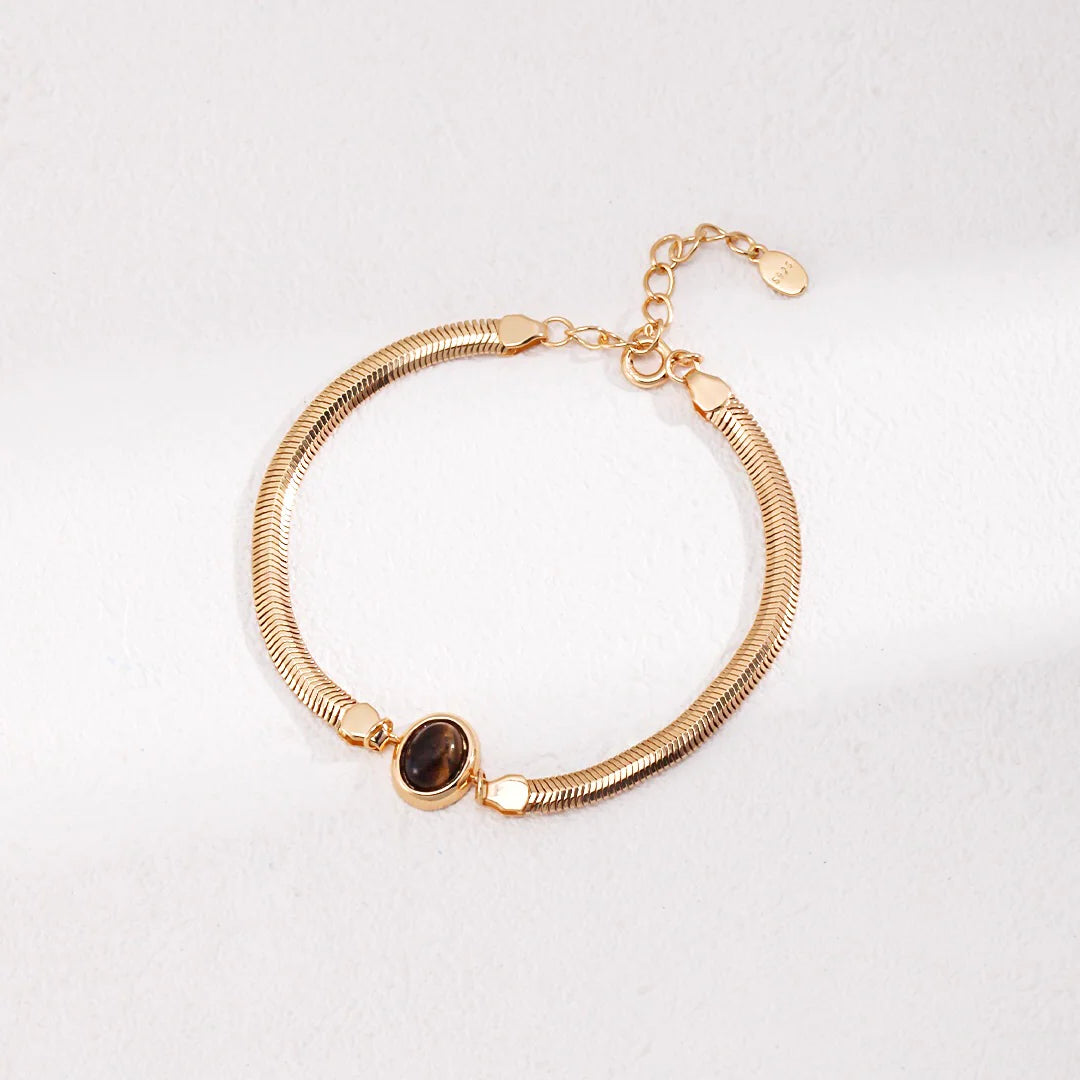 Natural Lapis Clasp / Tiger Eye Stone Bracelet