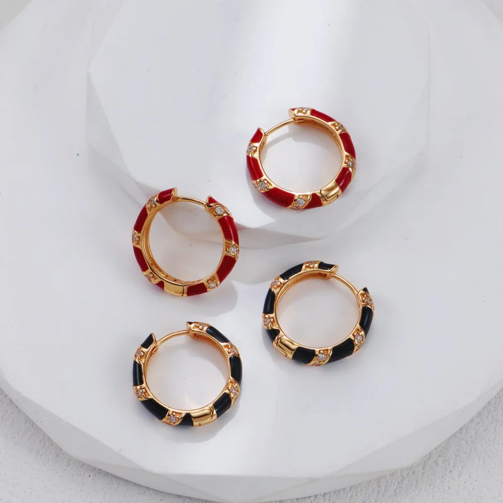 Glazed Drop-Inlaid Zircon Earrings
