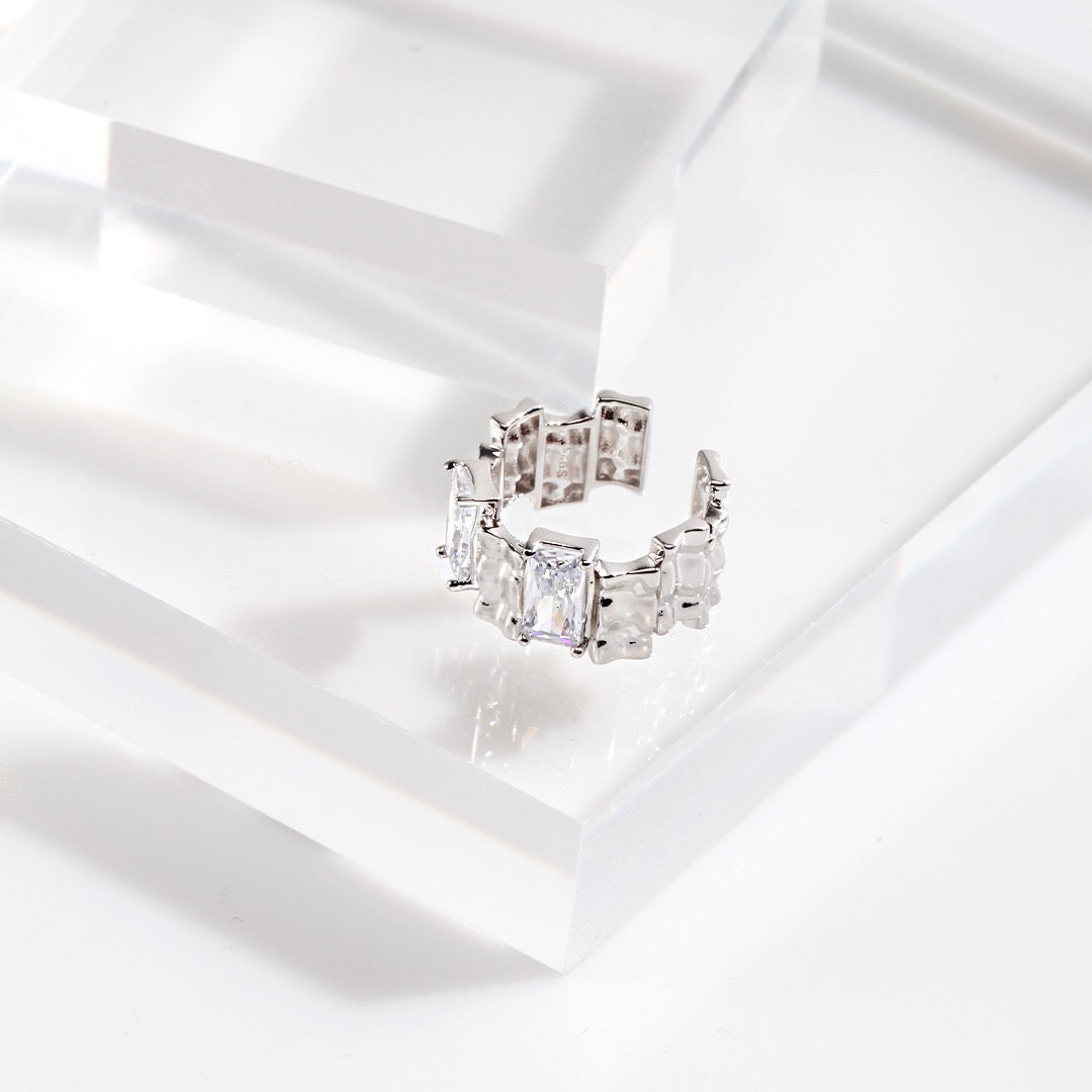 Irregular Rectangular Zircon Open Ring