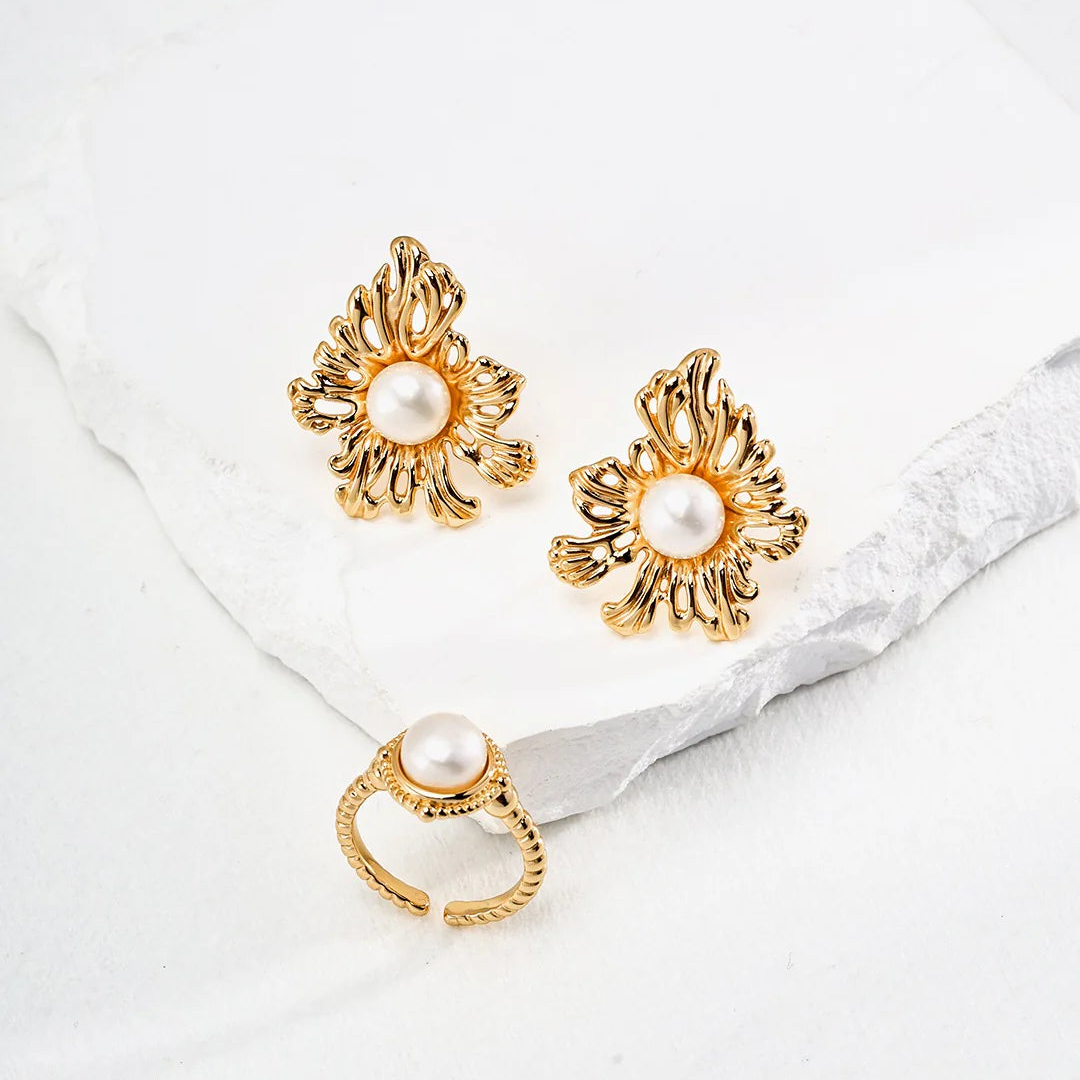 Sunflower Pearl Earrings