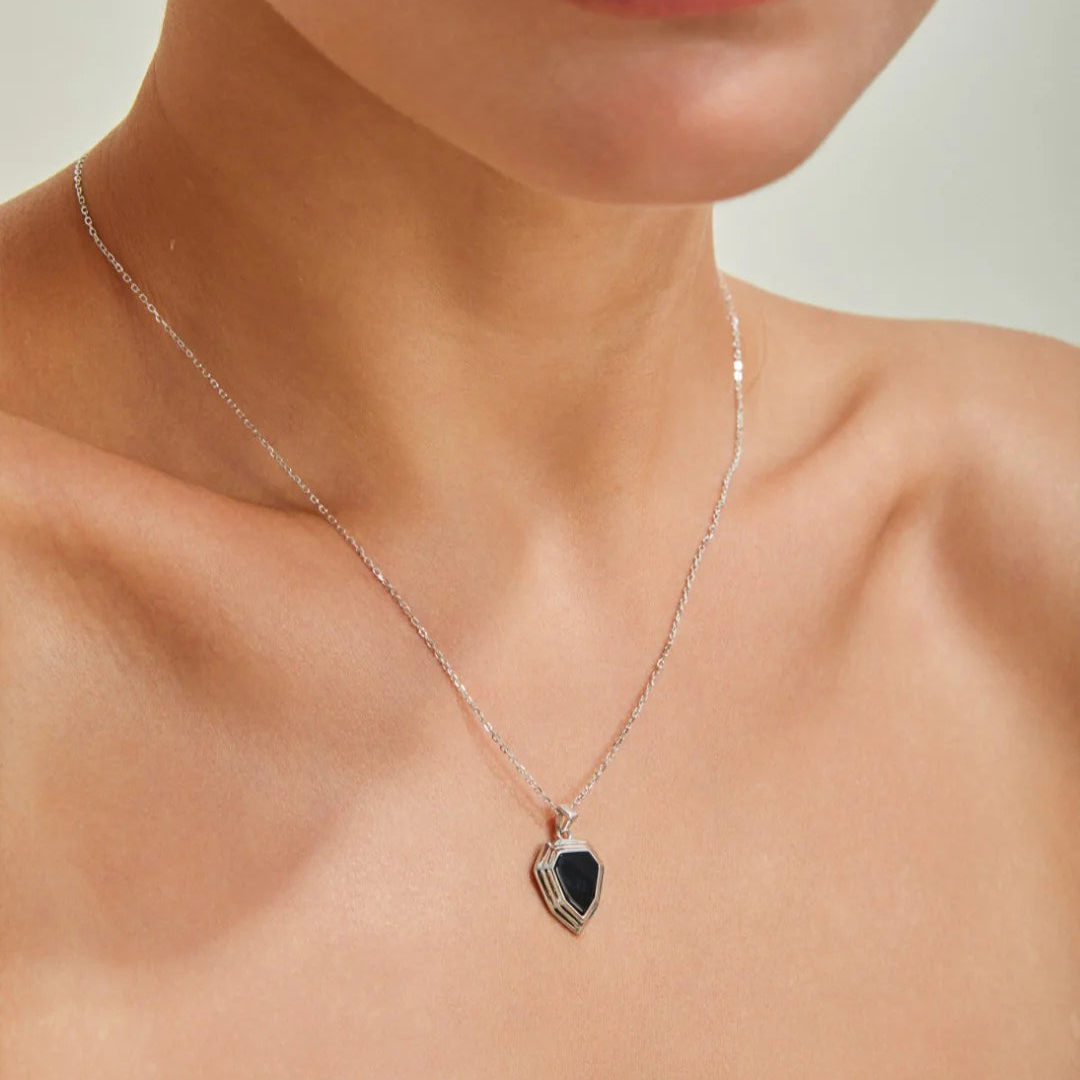 Black Onyx Shield Necklace
