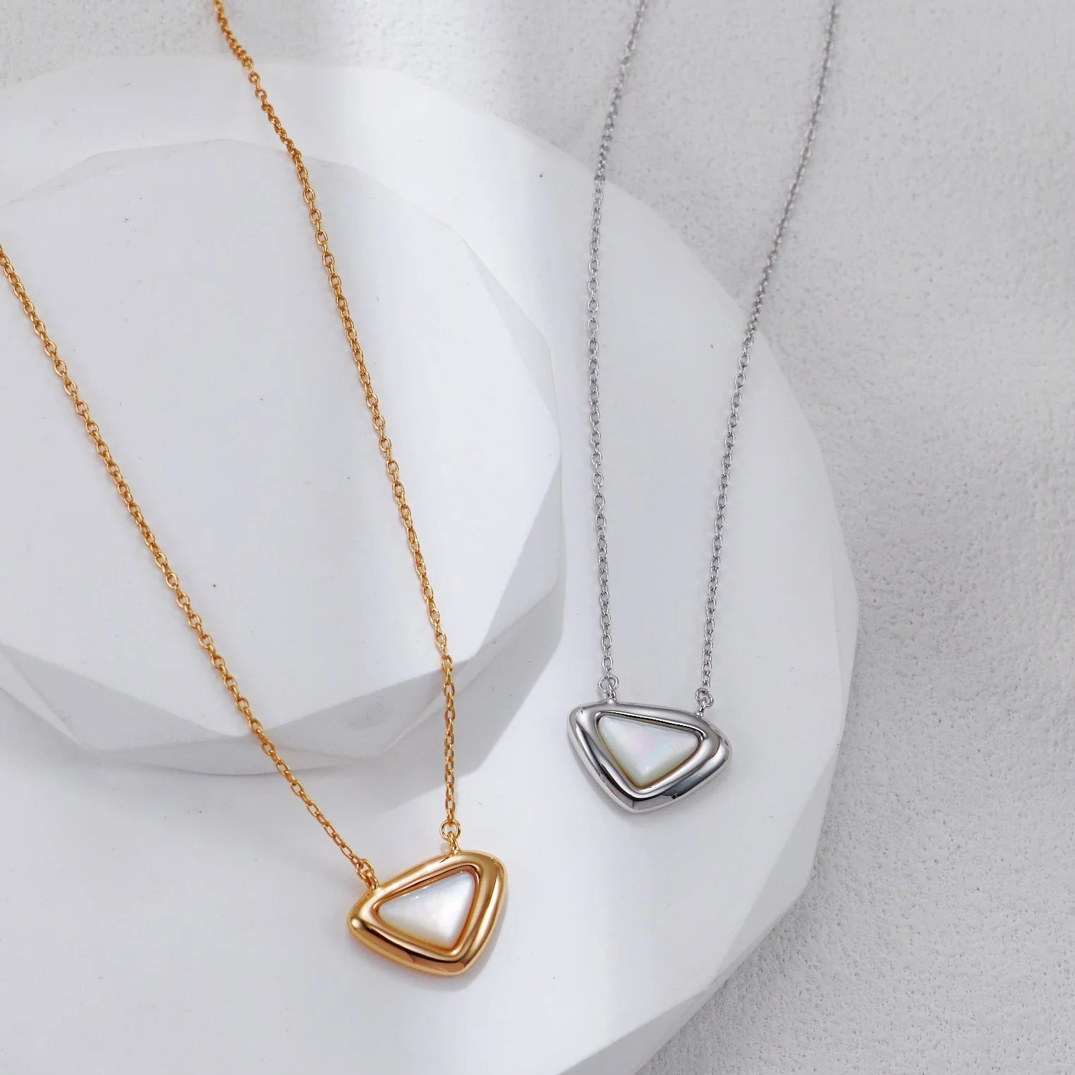 White Shell Triangle Necklace