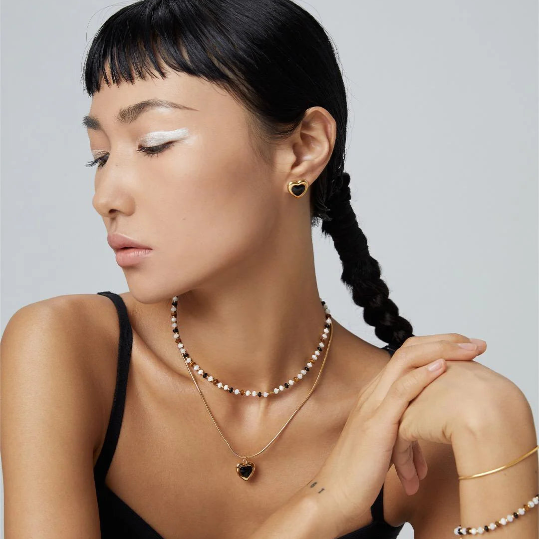 Black Drop Glaze Love Necklace