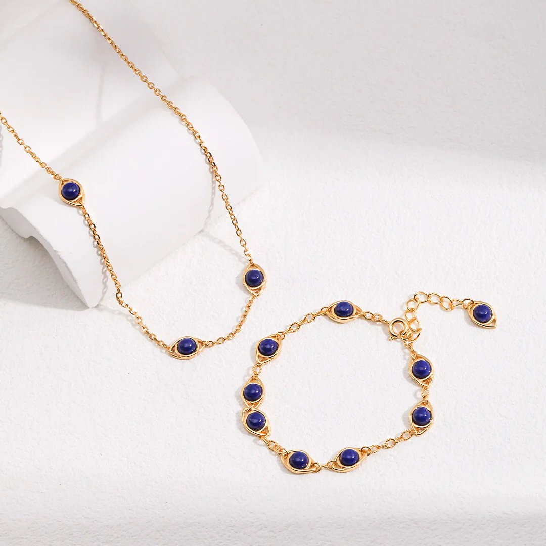 Lapis Lazuli / Tigers Eye Stone Adjustable Bracelet