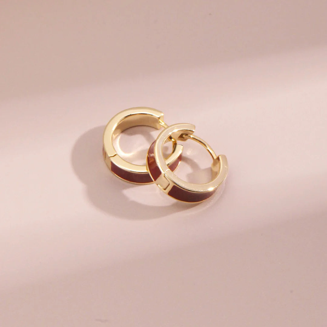 Red Drip Glaze Classic Hoop Earrings