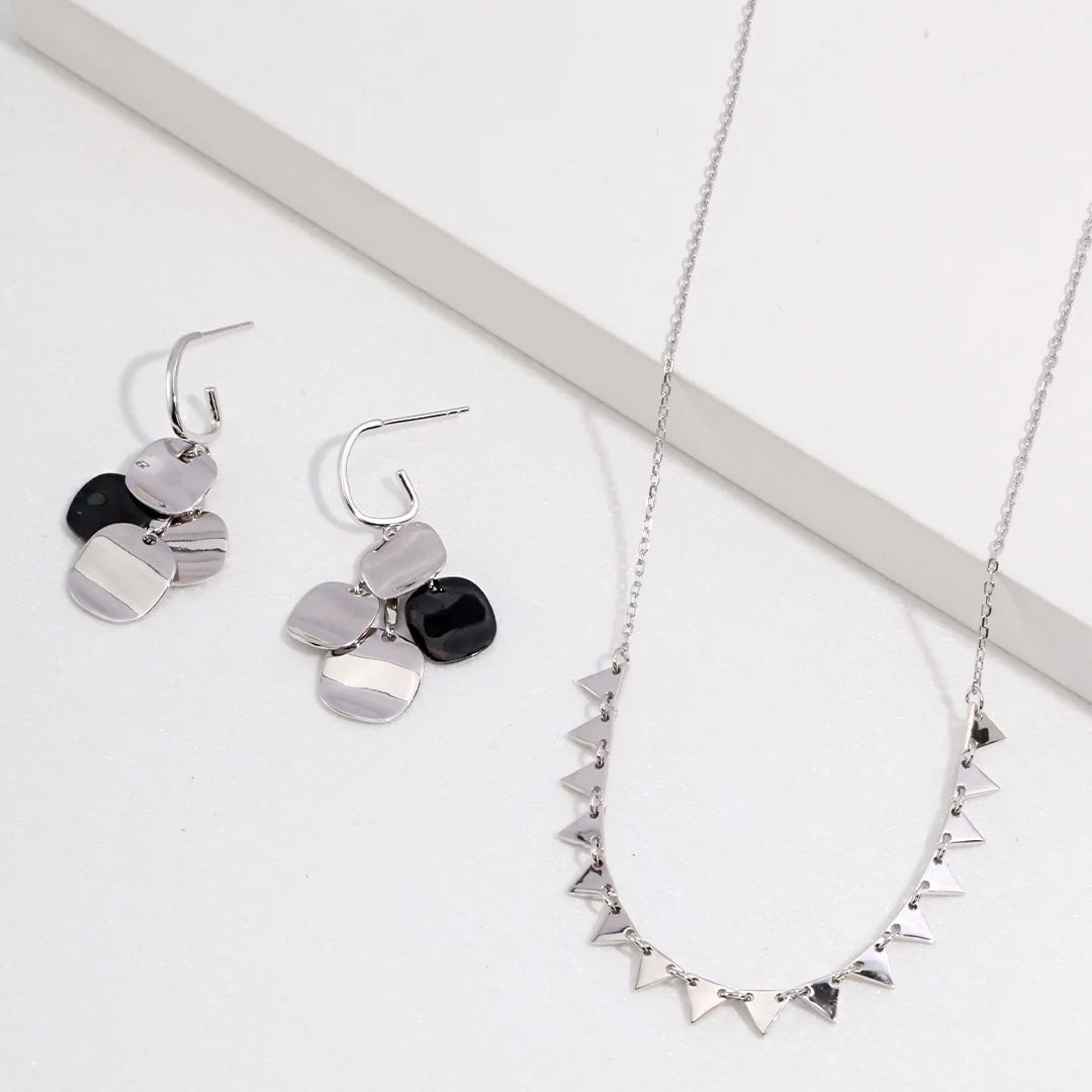 Geometric Glitter Stack Earrings