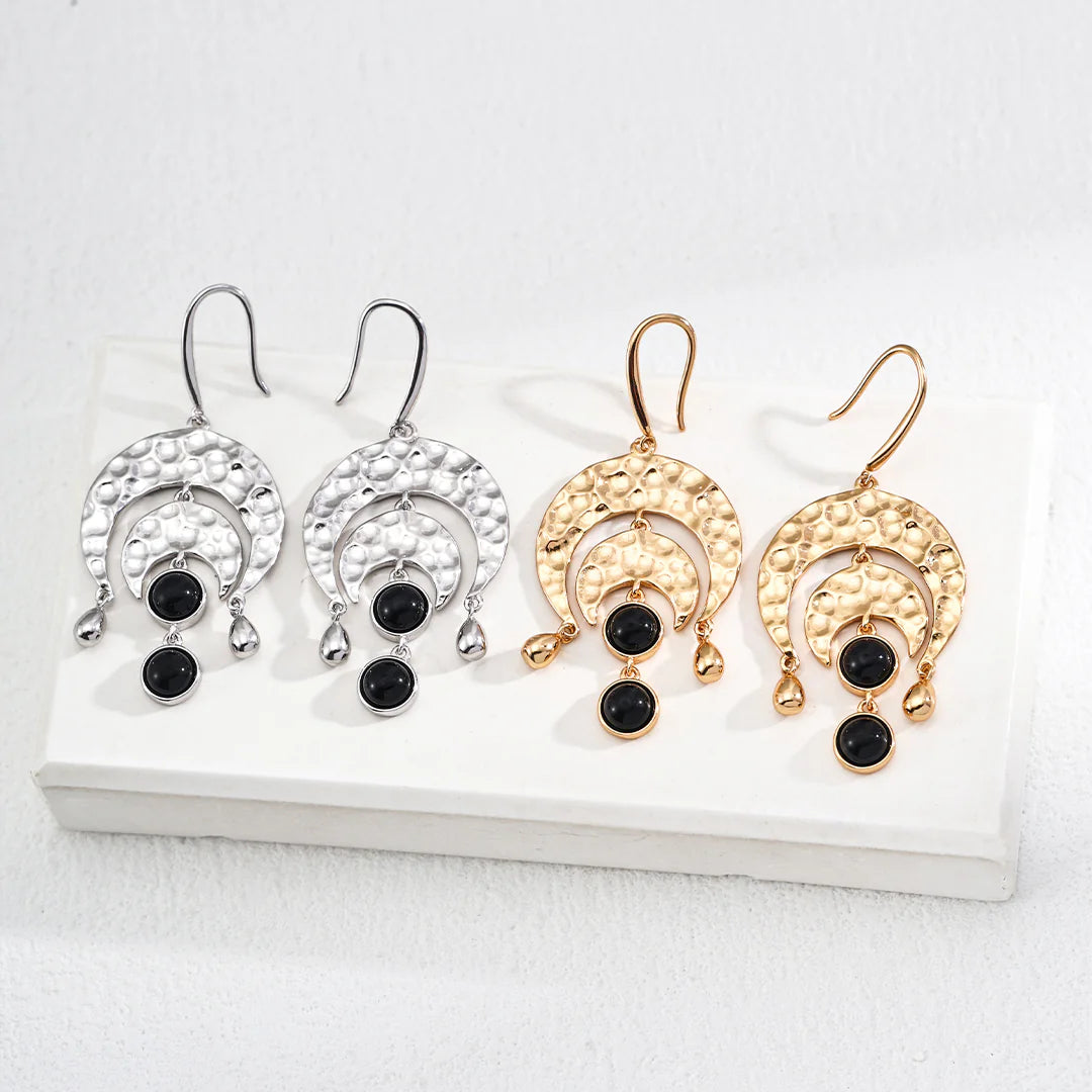 Black Onyx Vintage Earrings