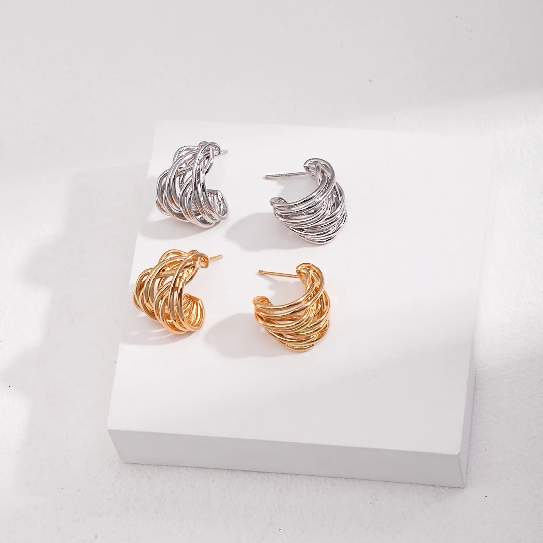 Modern Wave Hoop Earrings
