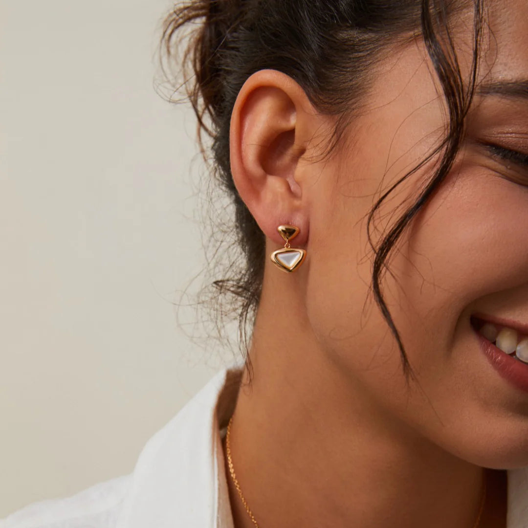 White Shell Triangle Earrings