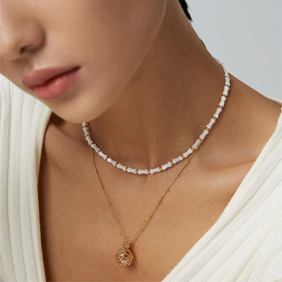 White Bamboo Choker Necklace