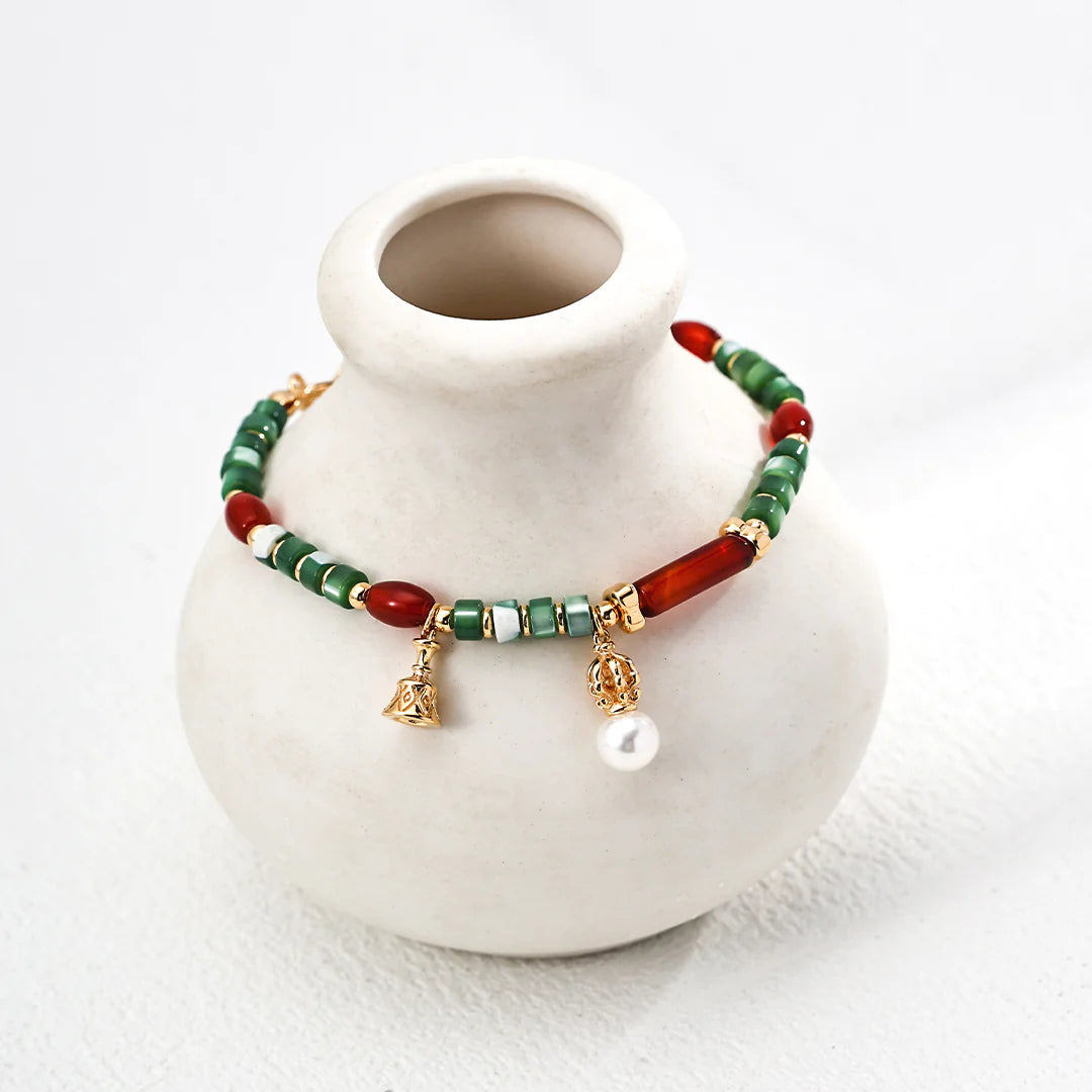 Pearl Agate Shell Charm Bracelet