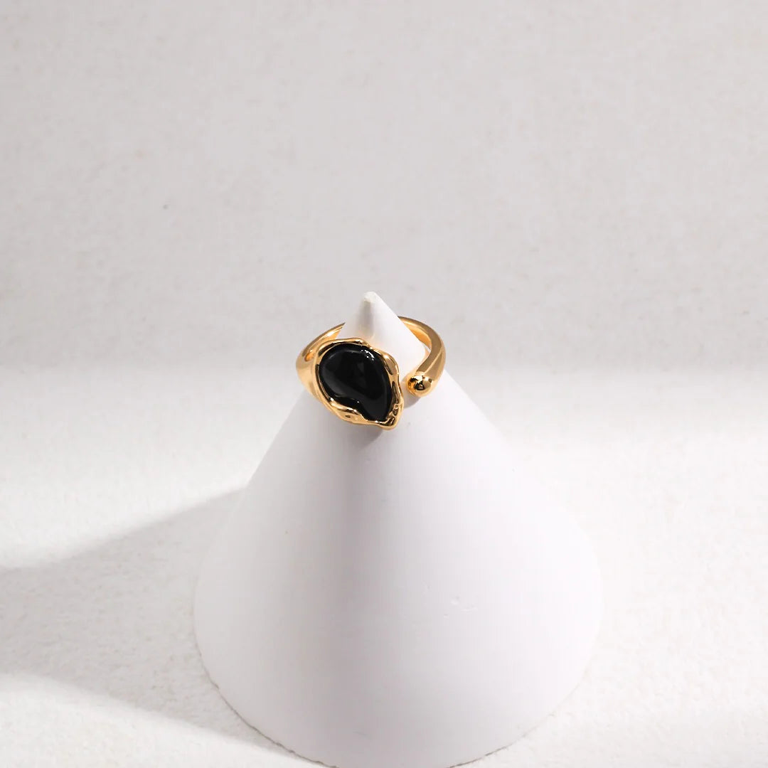 Black Agate Open Ring