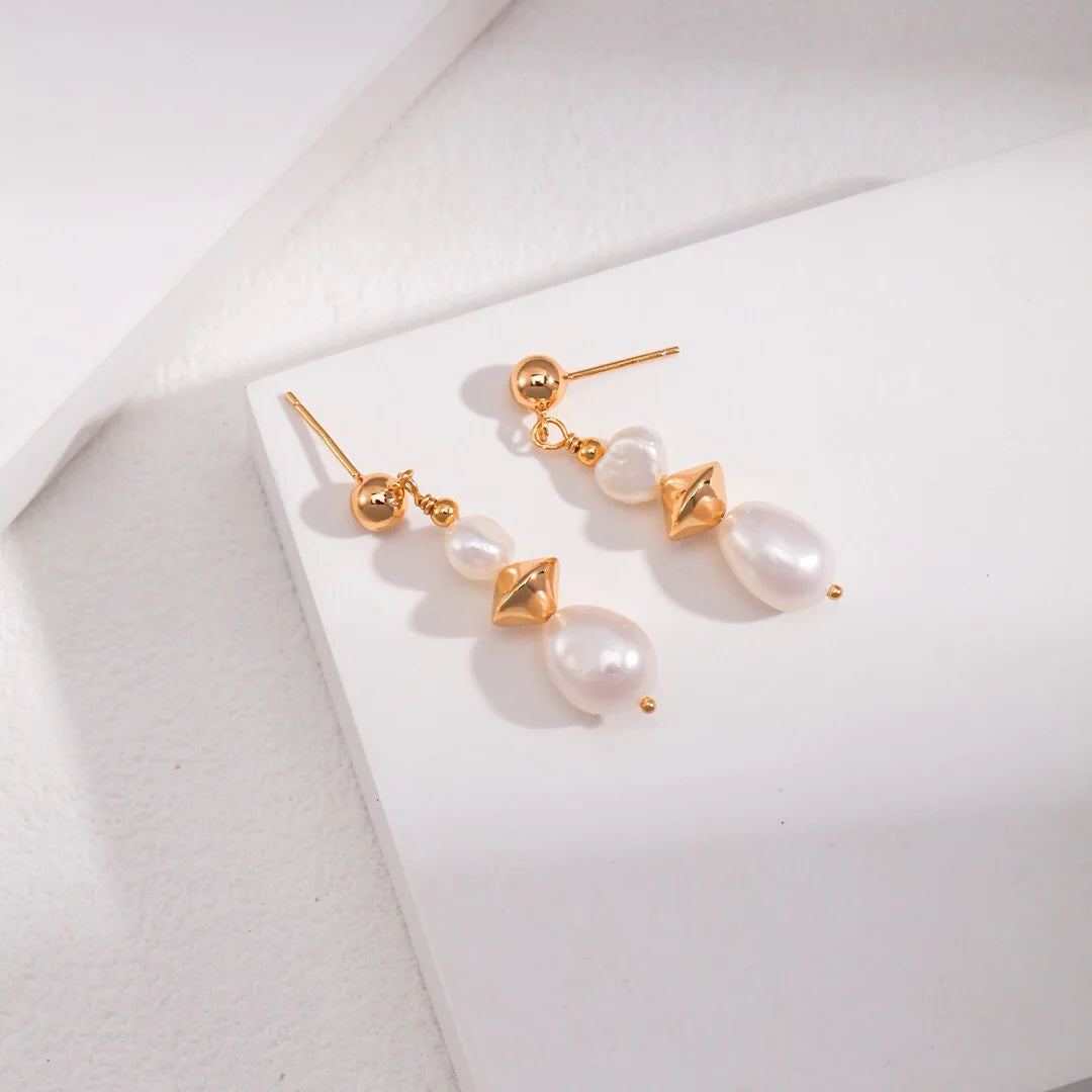 Natural Potatoe Baroque Pearl Earrings