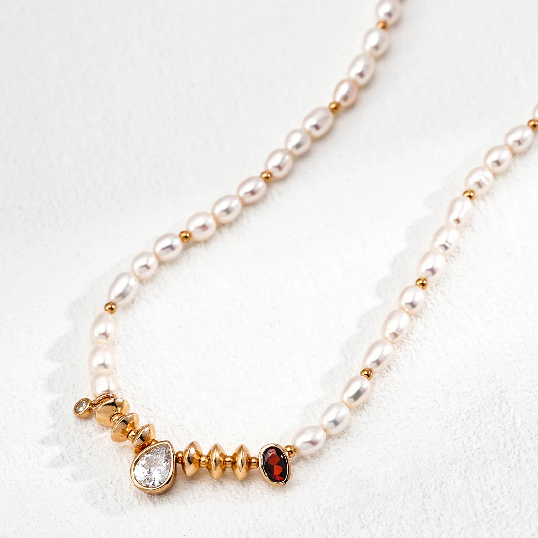 Natural Pearl Zircon Necklace