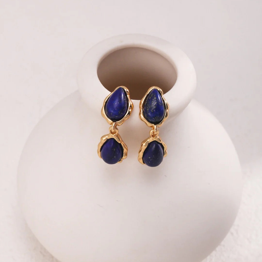 Deep Blue Lapis Drop Earrings