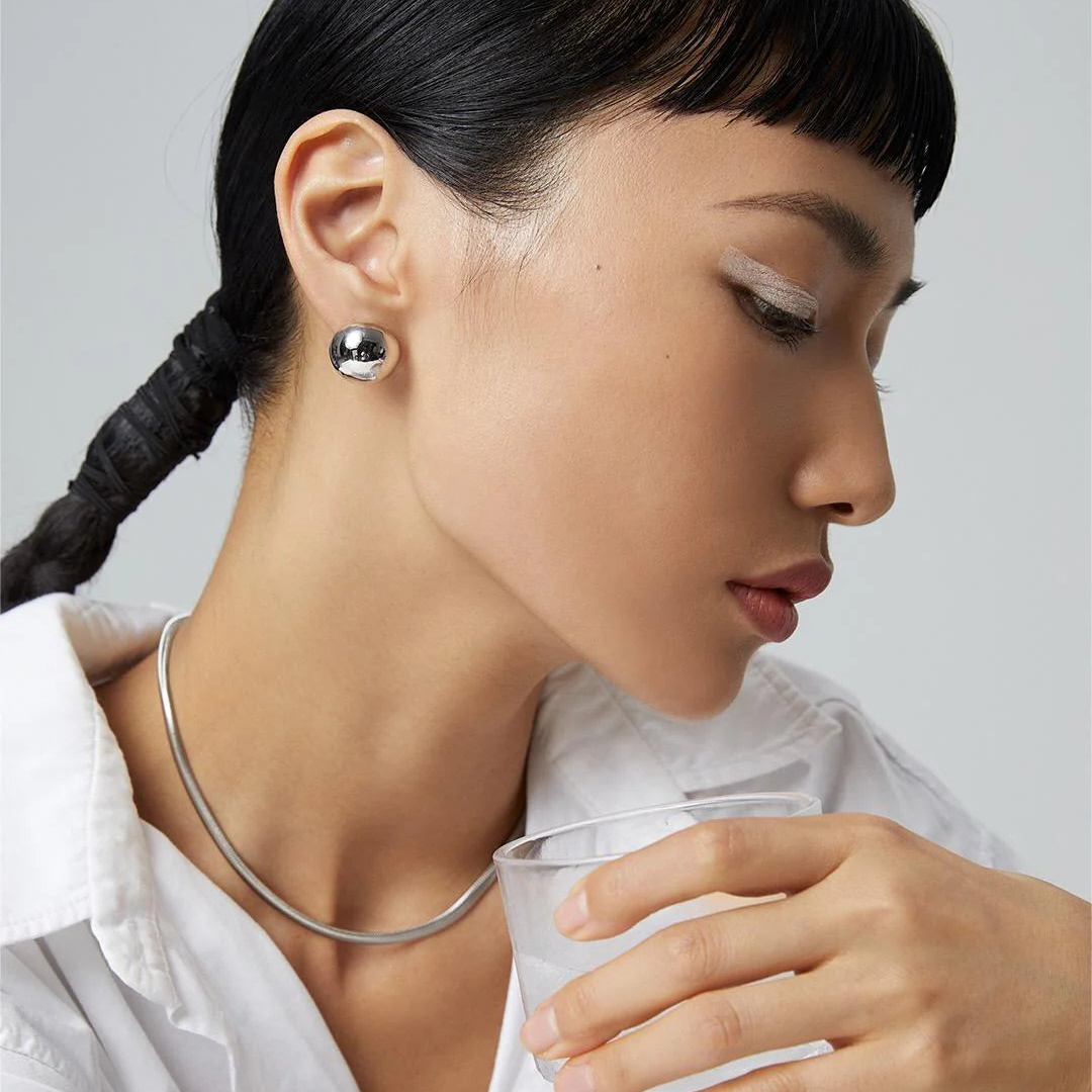 Metal Half Ball Stud Earrings
